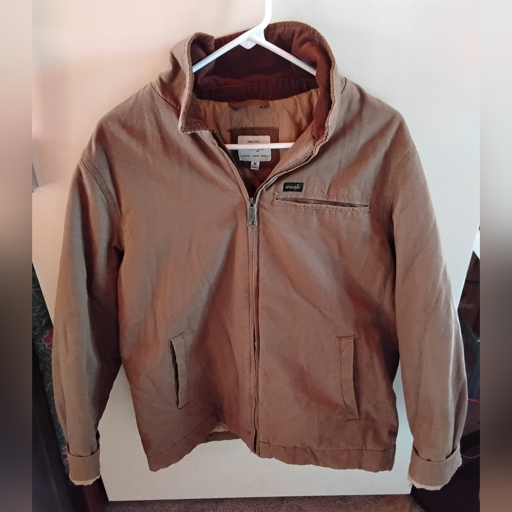 Wrangler Mens Canvas Work Jacket Durable Corduroy Collar Quilted Lining Size M